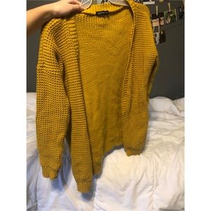 waffle mustard yellow cardigan